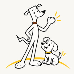 Bend the dog welcoming a curious puppy