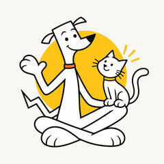 Bend the dog with a cheerful cat