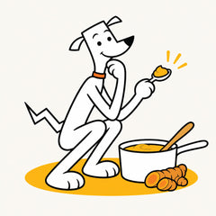 Bend the dog with a turmeric spoon and saucepan
