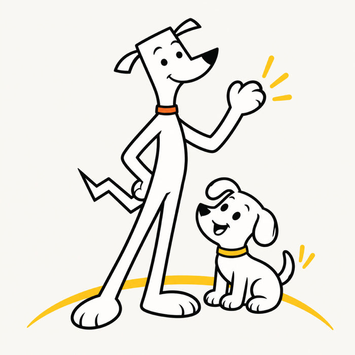 Bend the dog welcoming a curious puppy