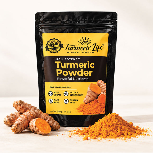 Turmeric Life high-curcumin turmeric powder 500 g with fresh turmeric root